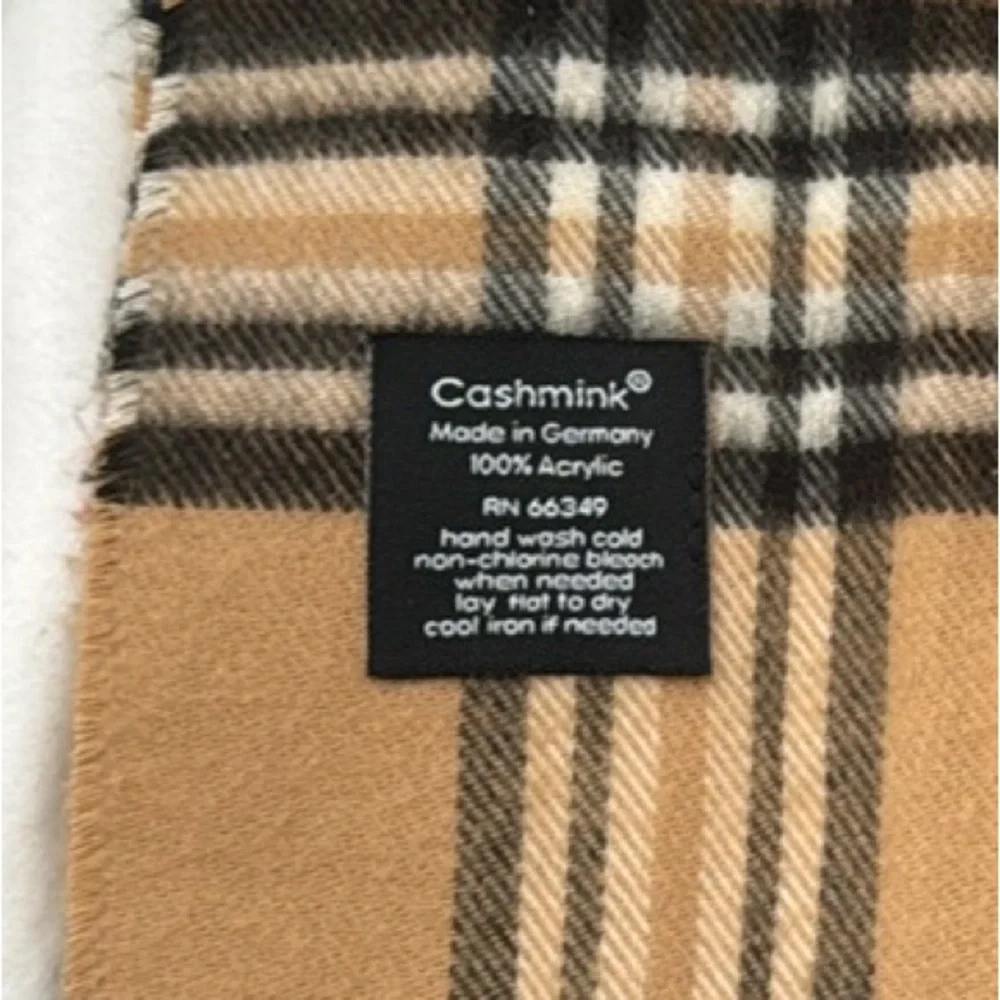 FRAAS CASHMINK Fringe Scarf Unisex Men&Women Plaid Tan Black Red White 10x72
